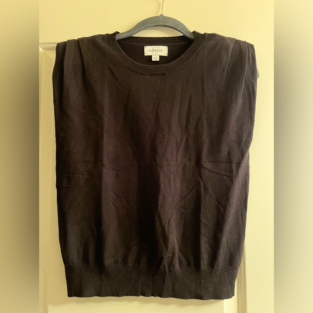 Evereve Yara Strong Shoulder Knit Tank/Top Black Size S - Picture 2 of 6
